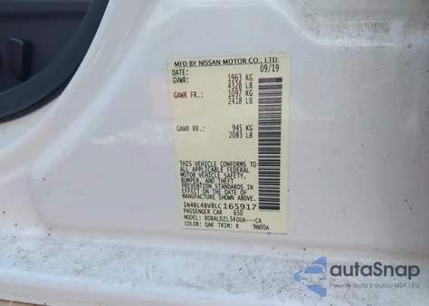 2020 Nissan Altima S Fwd из США, поврежденный, VIN 1N4BL4BV8LC165917